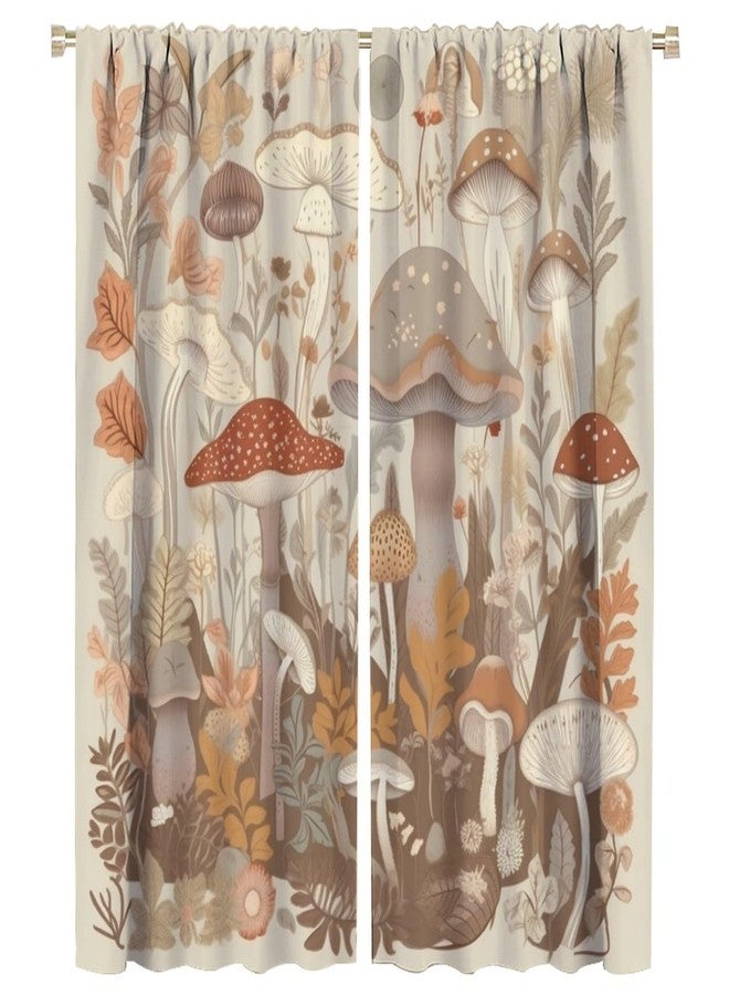 LOMADIA Mushroom Blackout Curtains,Colorful Cartoon Plant Botanical Print Patterm Home Decor Window Rod Pocket Curtains for Bedroom Living Room Kitchen Nursery Drapes 42x54in - Image 1